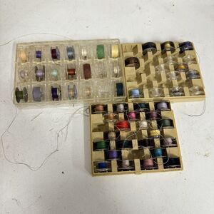 Lot of 57 Vintage Bobbins Variety Of Types 7 Holes 1 Hole Plastic Metal Bernina?